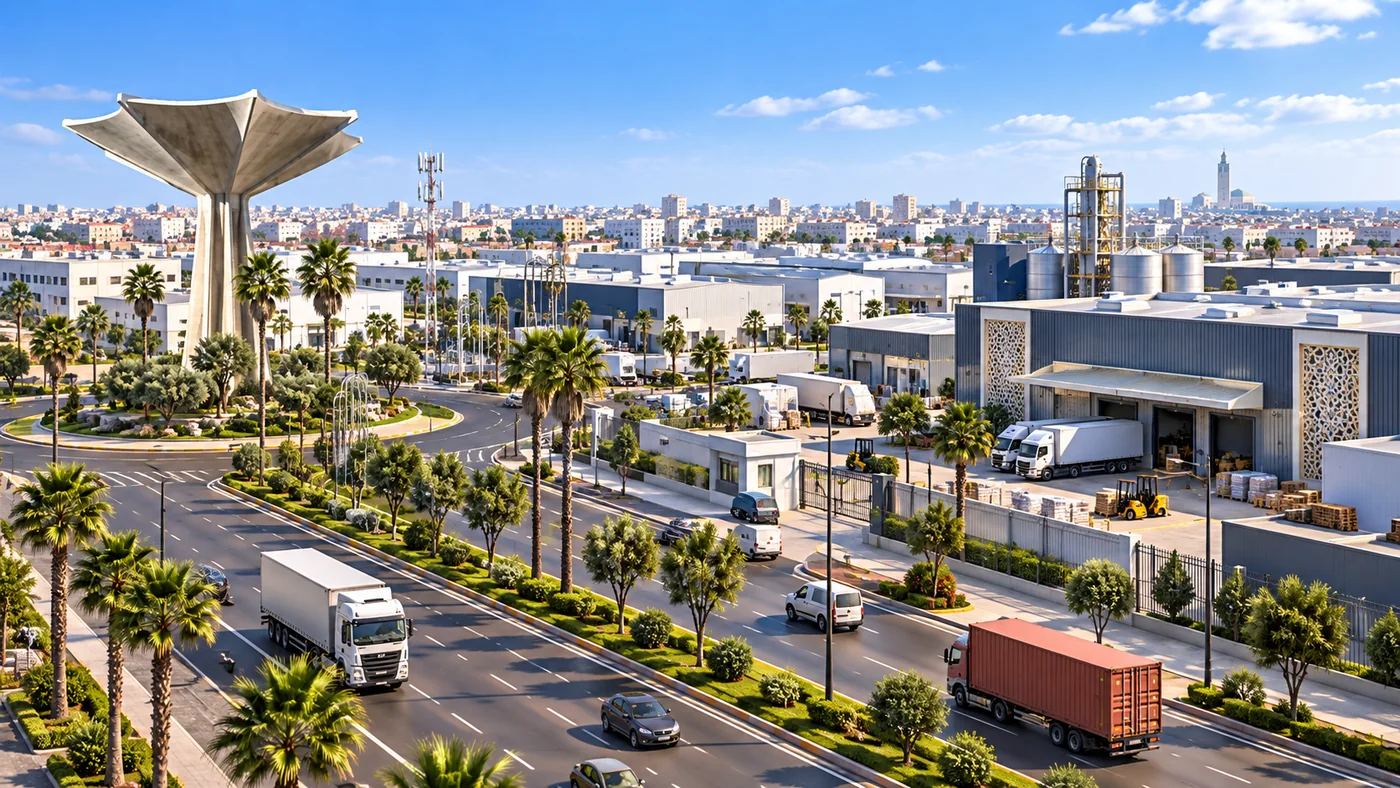 3D industrial zone illustration inspired by Sidi Bernoussi