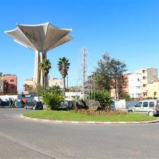 Roundabout and water tower in Sidi Bernoussi